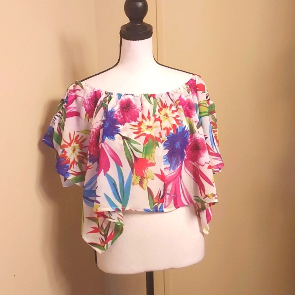 Cotton Express Floral Cotton Crop Top
